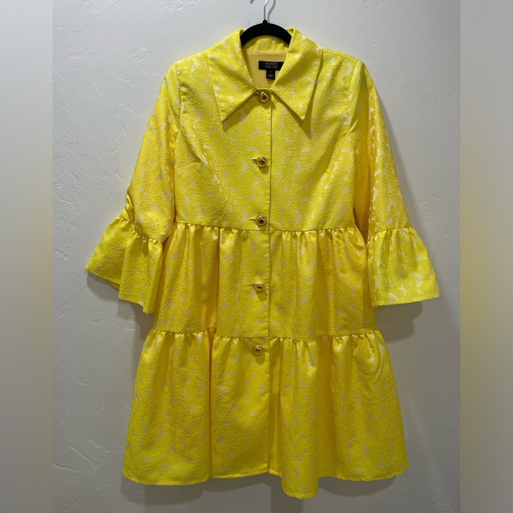 Halogen X Atlantic-Pacific Floral Jacquard Swing Jacket Yellow Medium Dressy - Picture 6 of 16